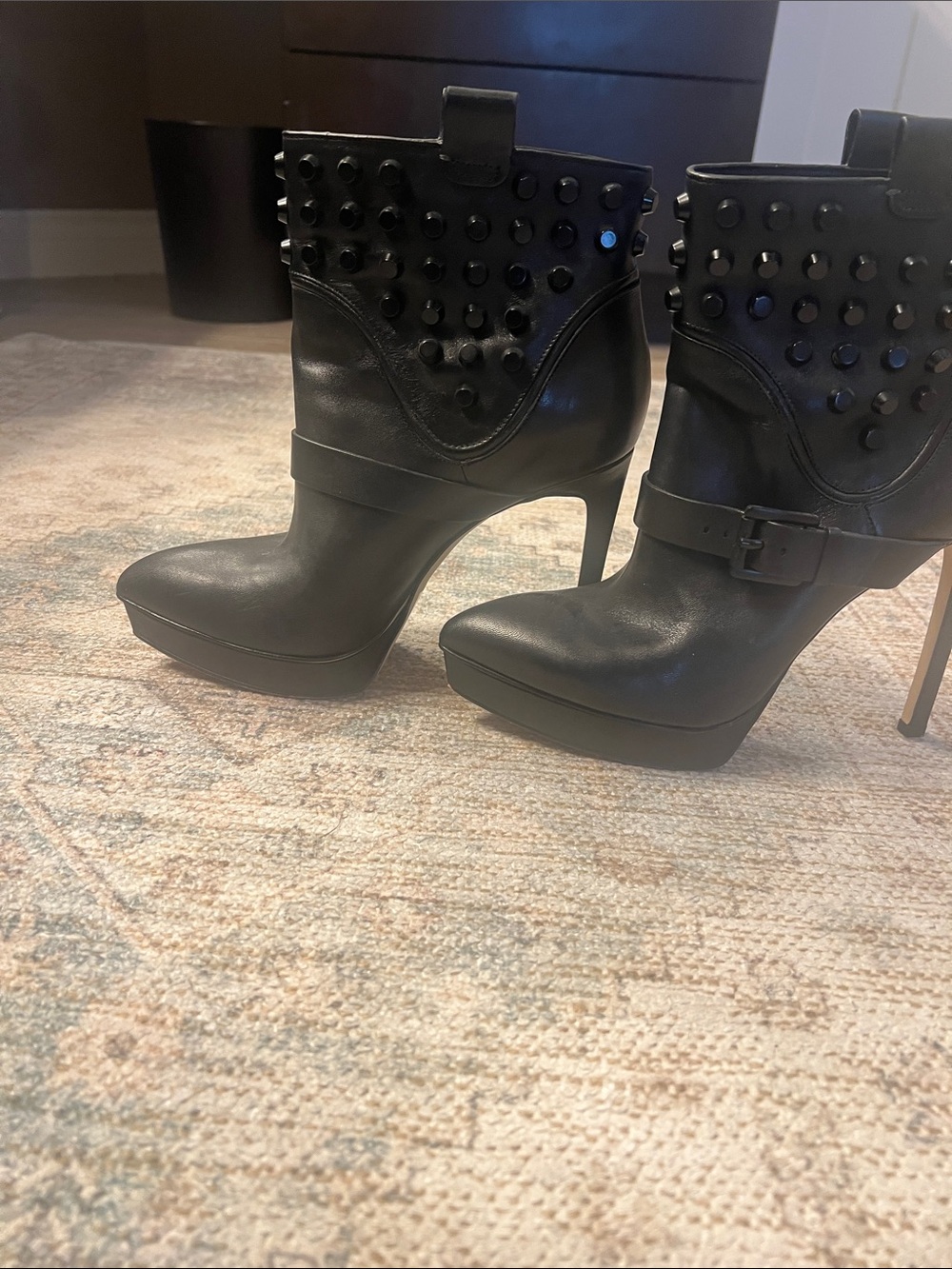 MICHAEL Michael Kors Black Studded Platform Ankle Boots